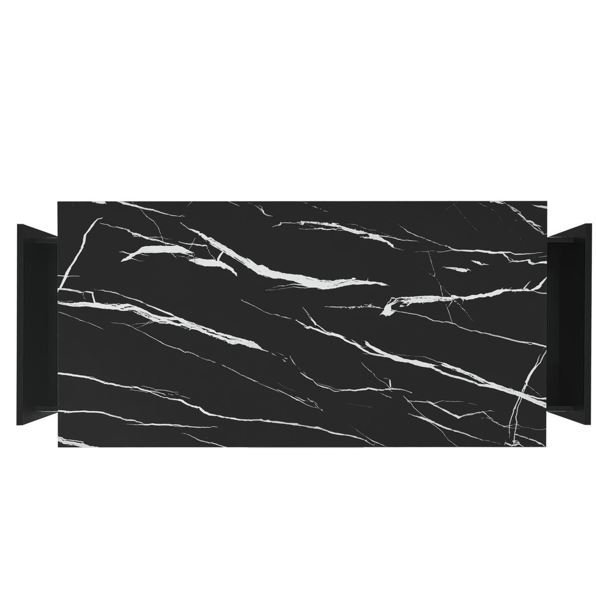 TV-ELEMENT aus Spanplatte 200x40x42 cm Schwarz mit Couchtisch, Schubladen und Marmor-Optik - Schwarz, Holzwerkstoff (100/40/50cm) - Modfu