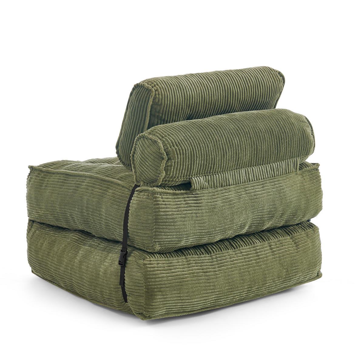 SCHLAFSESSEL 2-in-1 aus weichem Cord, klappbar als Loungesessel und Gästebett - Grün, Kunststoff (85/85/85cm) - Urban Meuble