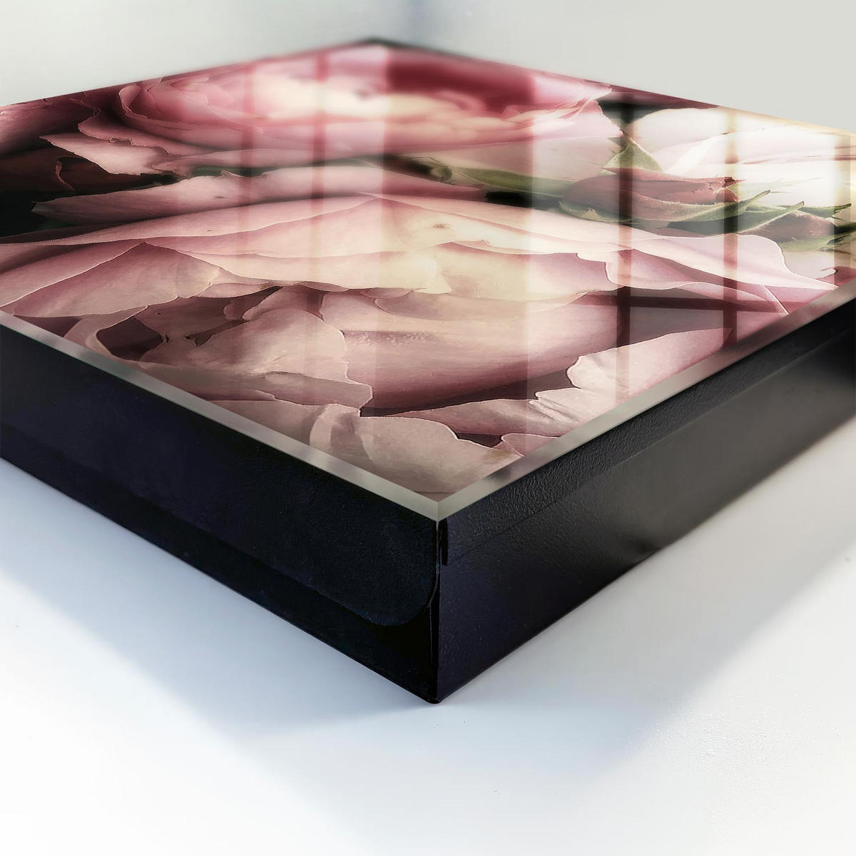 SCHLÜSSELBOX Schwarz 30x30 cm- Türöffnung nach rechts - Rosenschönheit - Pink, Metall (30/30/5cm) - TULUP