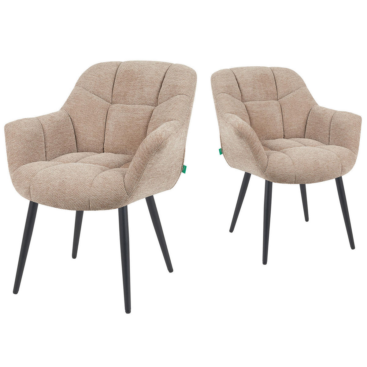ESSZIMMERSTUHL Mika-Remo - Beige/Schwarz, Textil/Metall (65/81/66cm) - DUBI Möbel