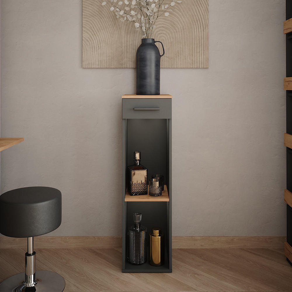 WEINREGAL Repose Goldkraft Eiche/Anthrazit 30 x 106 cm - Honigeiche/Anthrazit, Holzwerkstoff (30/106/34.5cm) - Vicco