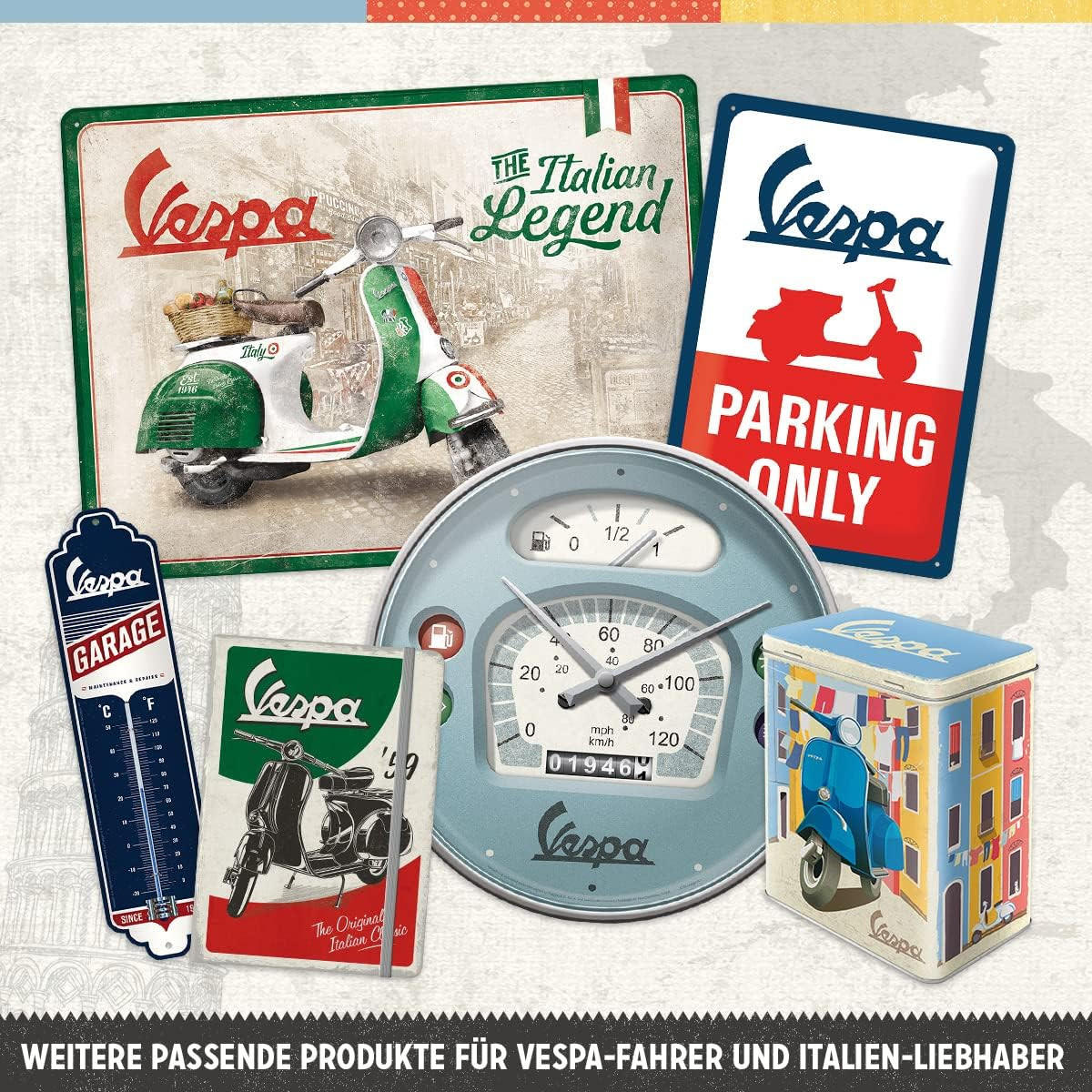 BLECHSCHILD 30/40 cm VespaIconic since 1946 - Multicolor, Metall (30/40/0.2cm) - Nostalgic-Art