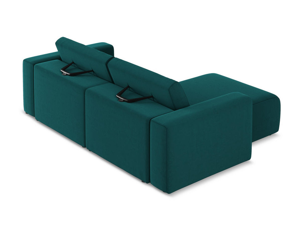 ECKSOFA Links Samt Stoff Blau - Blau/Petrol, Kunststoff/Textil (167/224cm) - Makamii