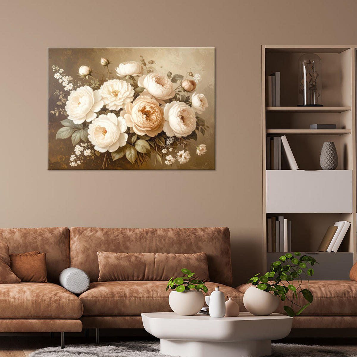 LEINWANDBILD Blumen 60x40cm - Braun, Textil (60/40cm) - Feeby