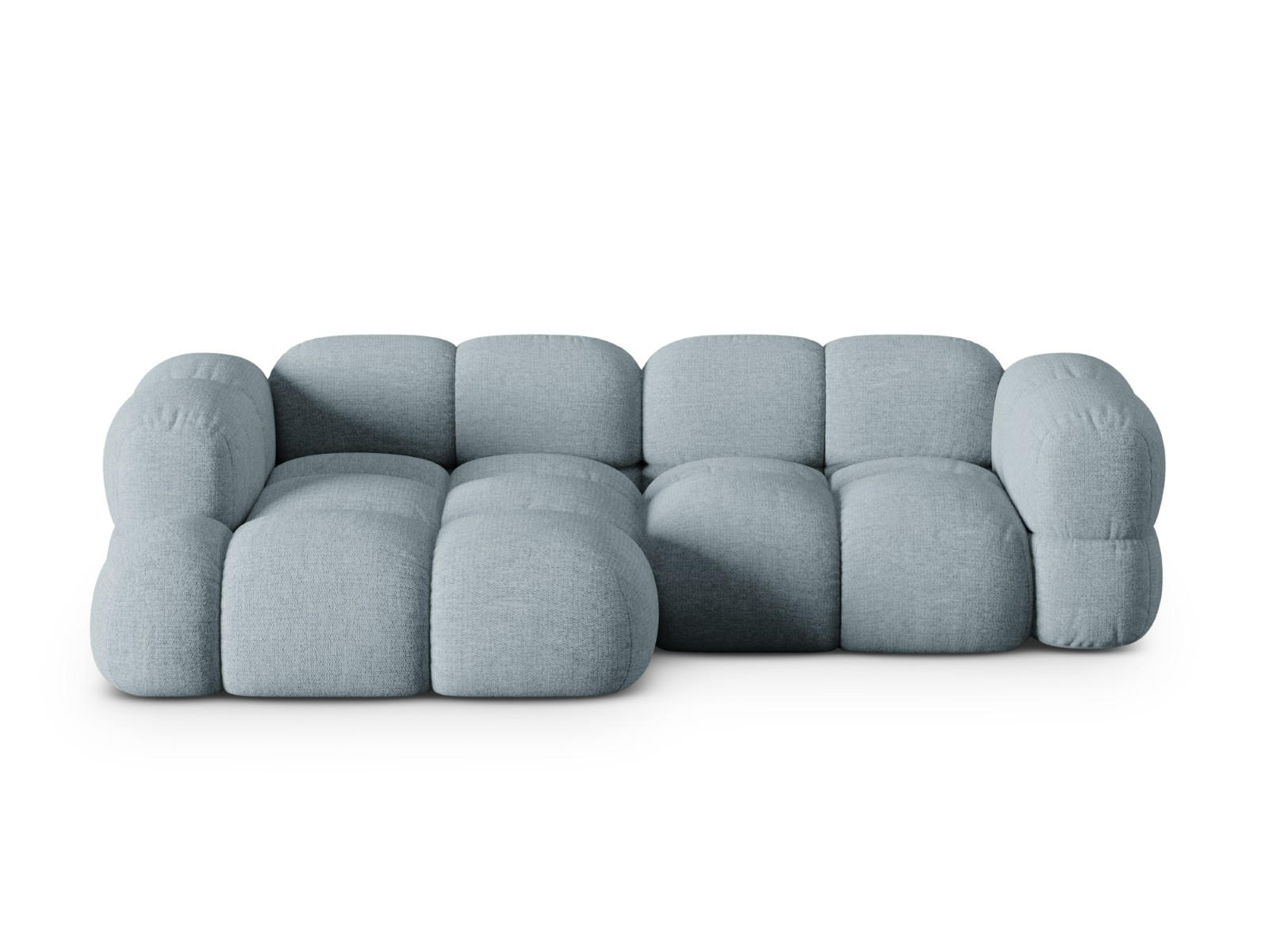 ECKSOFA links Loretto aus strukturiertem Stoff pastellblau 3 Sitzplätze - Pastellblau, Textil (147/250cm) - Cosmopolitan Design