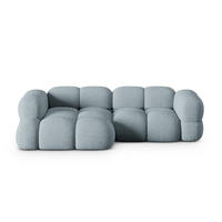 ECKSOFA links Loretto aus strukturiertem Stoff pastellblau 3 Sitzplätze - Pastellblau, Textil (147/250cm) - Cosmopolitan Design