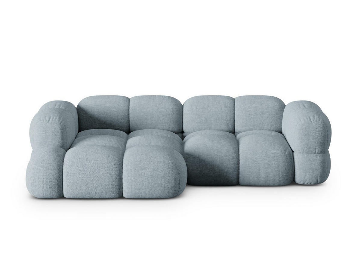 ECKSOFA links Loretto aus strukturiertem Stoff pastellblau 3 Sitzplätze - Pastellblau, Textil (147/250cm) - Cosmopolitan Design