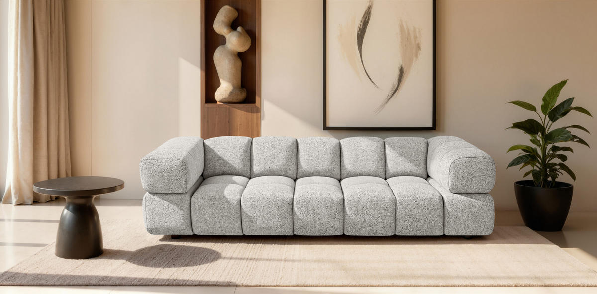 SOFA 4-Sitzer, Couch, Chenille Stoff Puente, Hellgrau, Averro - Hellgrau, Holz (280/70/96cm) - Kaiser Möbel