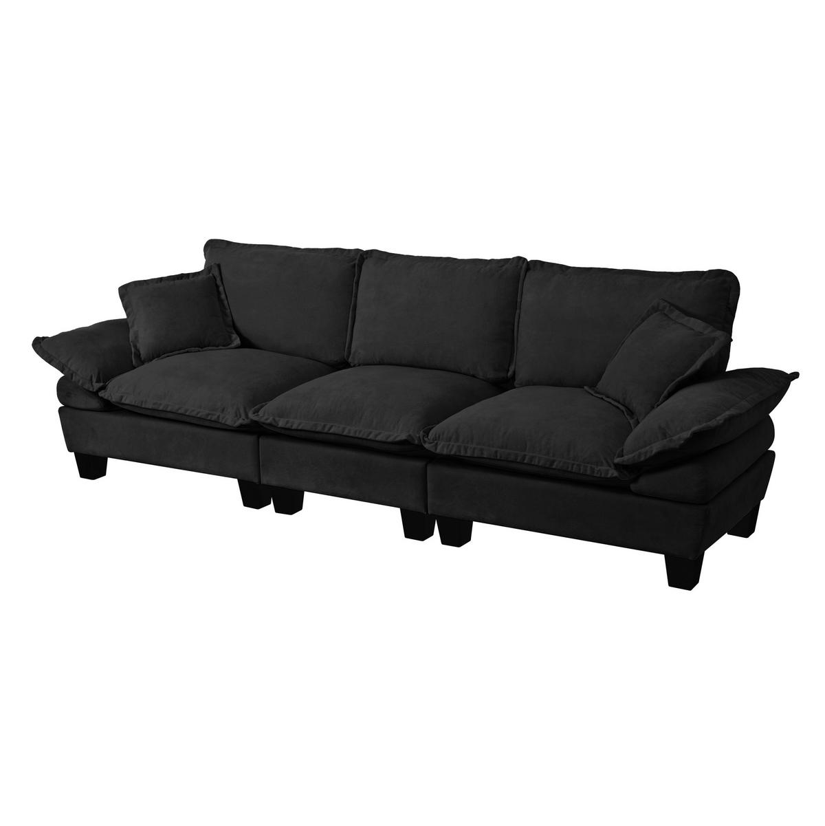 SOFA 3-Sitzer Modulsofa 263 x 82 x 90 cm Chenille Schwarz - Schwarz, Holzwerkstoff (82/90/263cm) - Meubliv