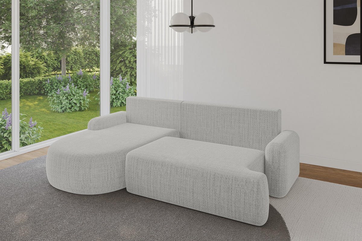 ECKSOFA mit Schlaffunktion und Bettkasten LIRA-L - 264x172x89 Hellgrau - Hellgrau, Holzwerkstoff/Textil (264/172cm) - ALTDECOR