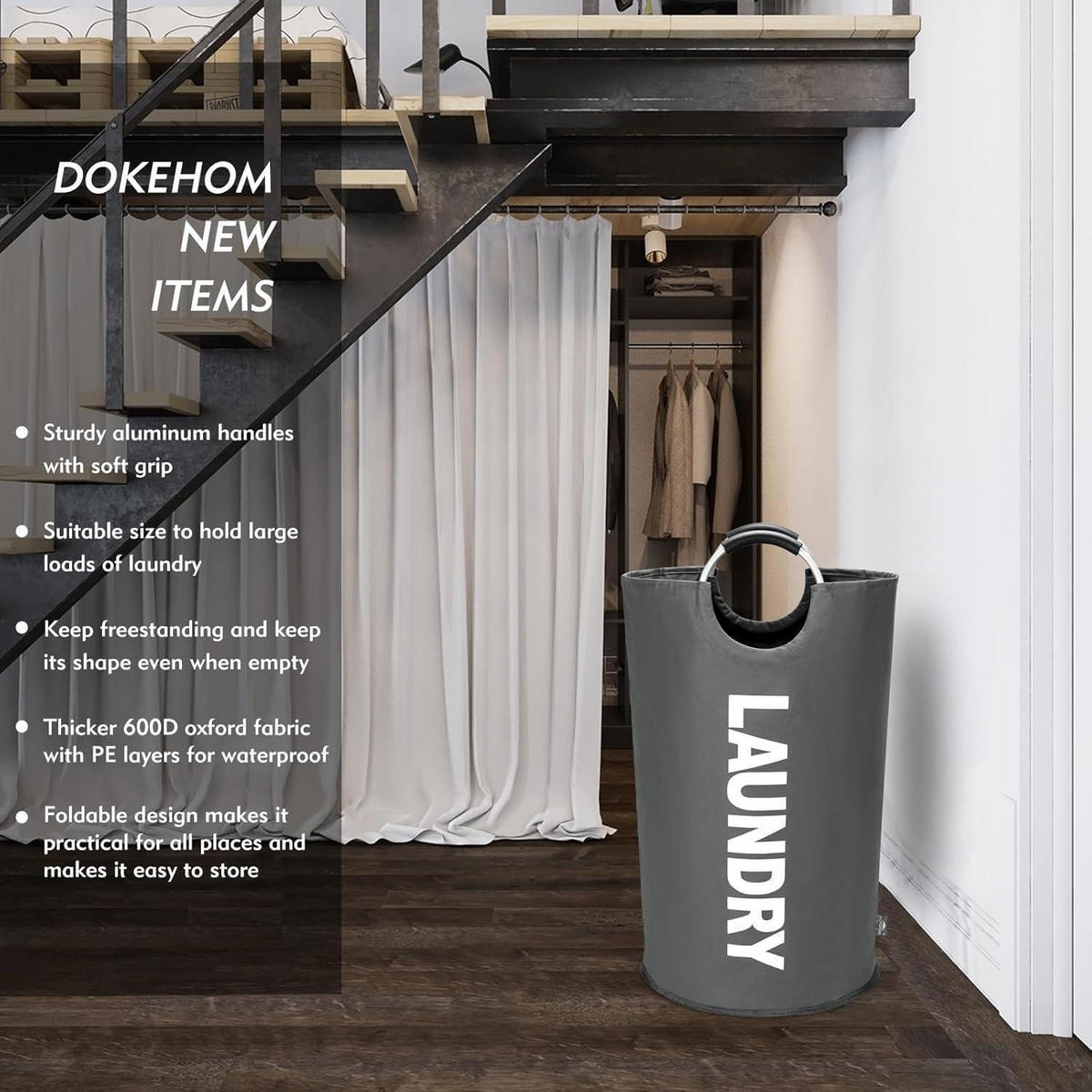 WÄSCHEKORB faltbar 125 L Dunkelgrau - Anthrazit, Textil (45/79/45cm)