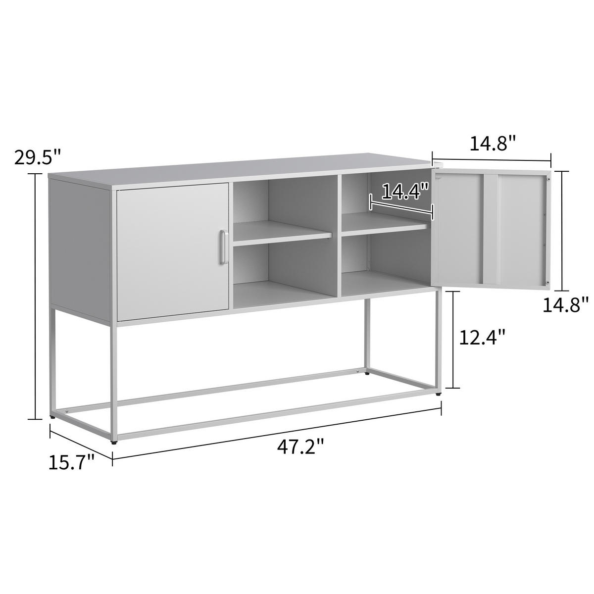 SIDEBOARD 120/40/75 cm, 6 Fächer, weißes Metall mit Pulverbeschichtung, Weiß - Weiß, Metall (120/75/40cm) - Redom