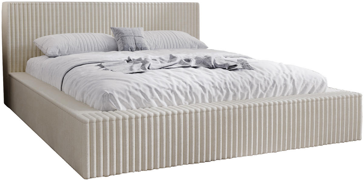 POLSTERBETT mit Bettkasten 200x200 Buffy, Cordstoff, Hellgrau - Hellgrau, Holz/Textil (200/200cm) - Emporius