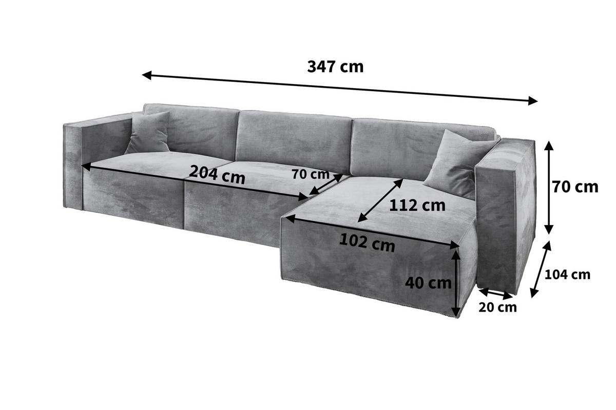 ECKSOFA TOLMO M Grün Velours-Stoff mit Schlaffunktion - Grün, Holz (347/148cm) - MASSENO