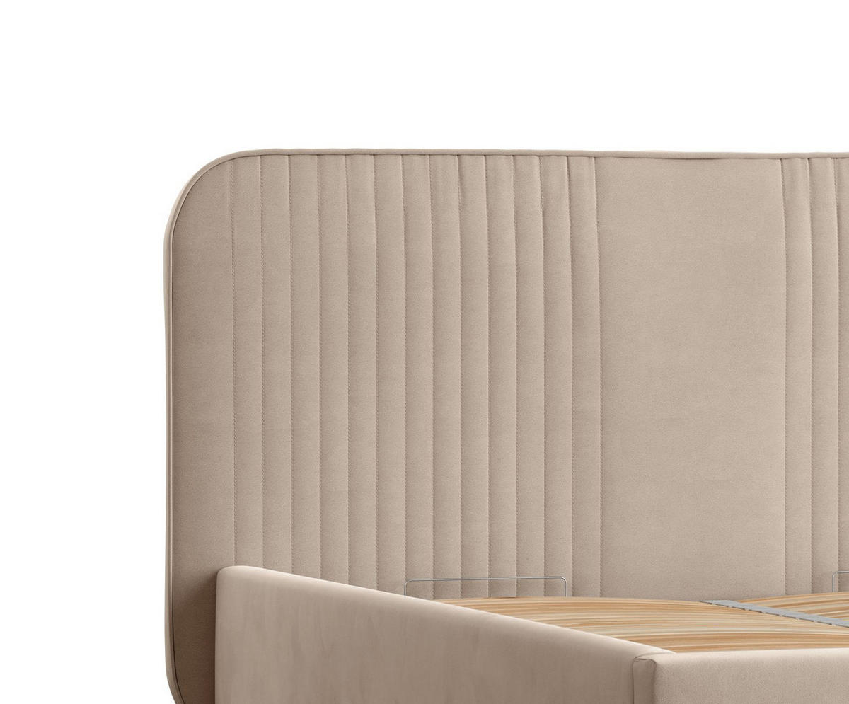 POLSTERBETT Livy Beige 140/200 cm im Samtstoff - Beige/Naturfarben, Holz/Holzwerkstoff (140/200cm) - Maison de Reve