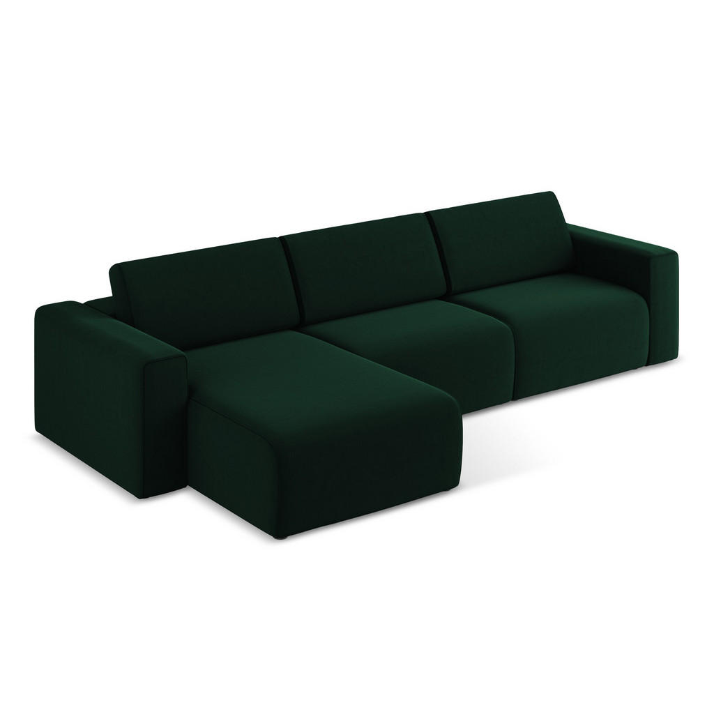Thumbnail - Makamii Ecksofa, Dunkelgrün, Textil, 4-Sitzer, Füllung: Schaumstoff, L-Form, Ottomane links, 314x167 cm, Made in EU, Woh...