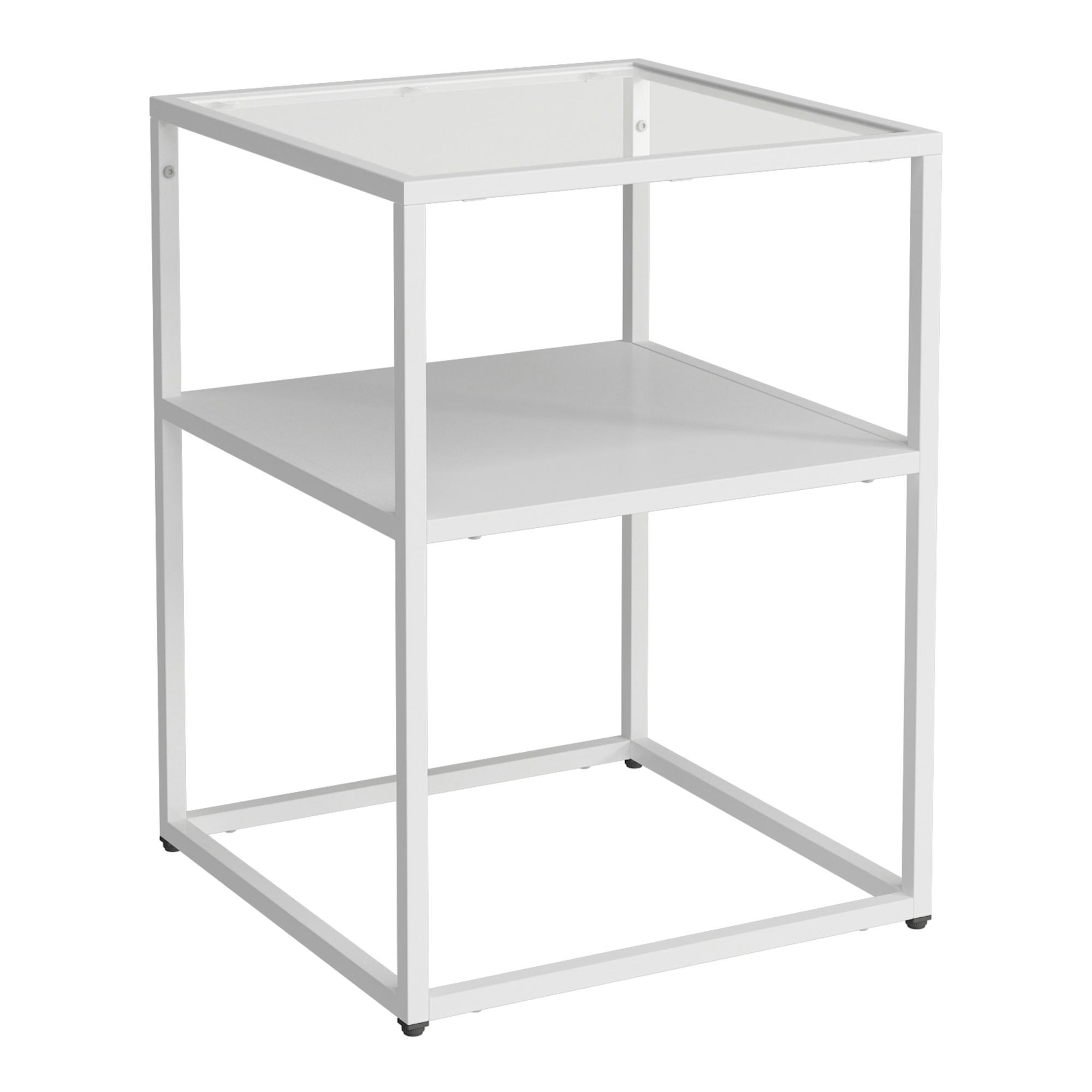 BEISTELLTISCH Solund - Weiß, Glas/Metall (40/40/55cm) - [en.casa]
