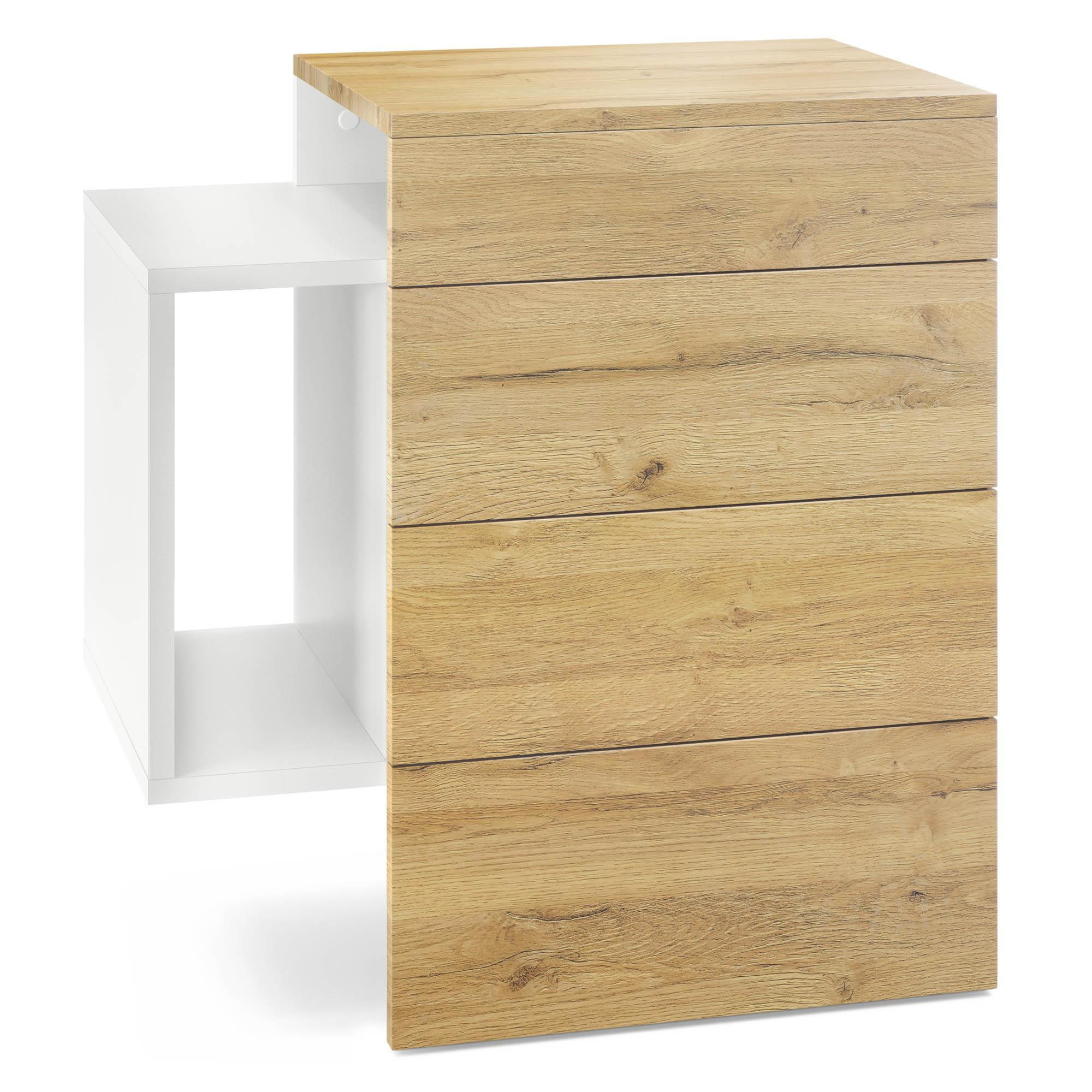 NACHTTISCH Queens Front in Eiche Natur - Eichefarben, Holzwerkstoff (60/63/36cm) - Vladon