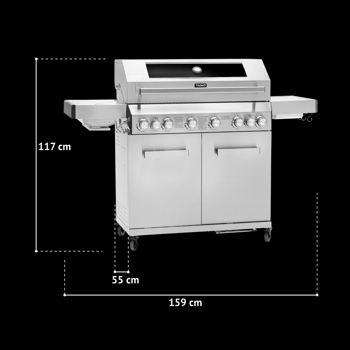 GASGRILL Platinum Yamara 6+2 - Silberfarben, Metall (159/117/55cm) - TAINO