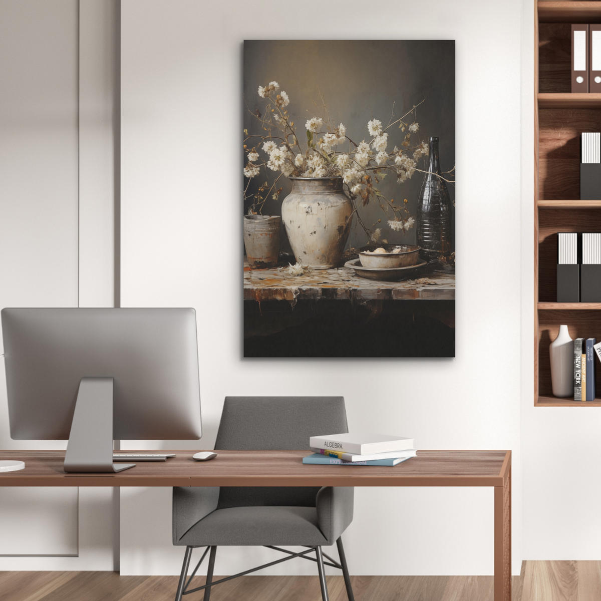 AKUSTIKPANEEL Stilleben - Blumen - Blumenstrauß - Vase - Wein 70x100 cm - Schwarz, Textil (70/0.9/100cm) - MuchoWow