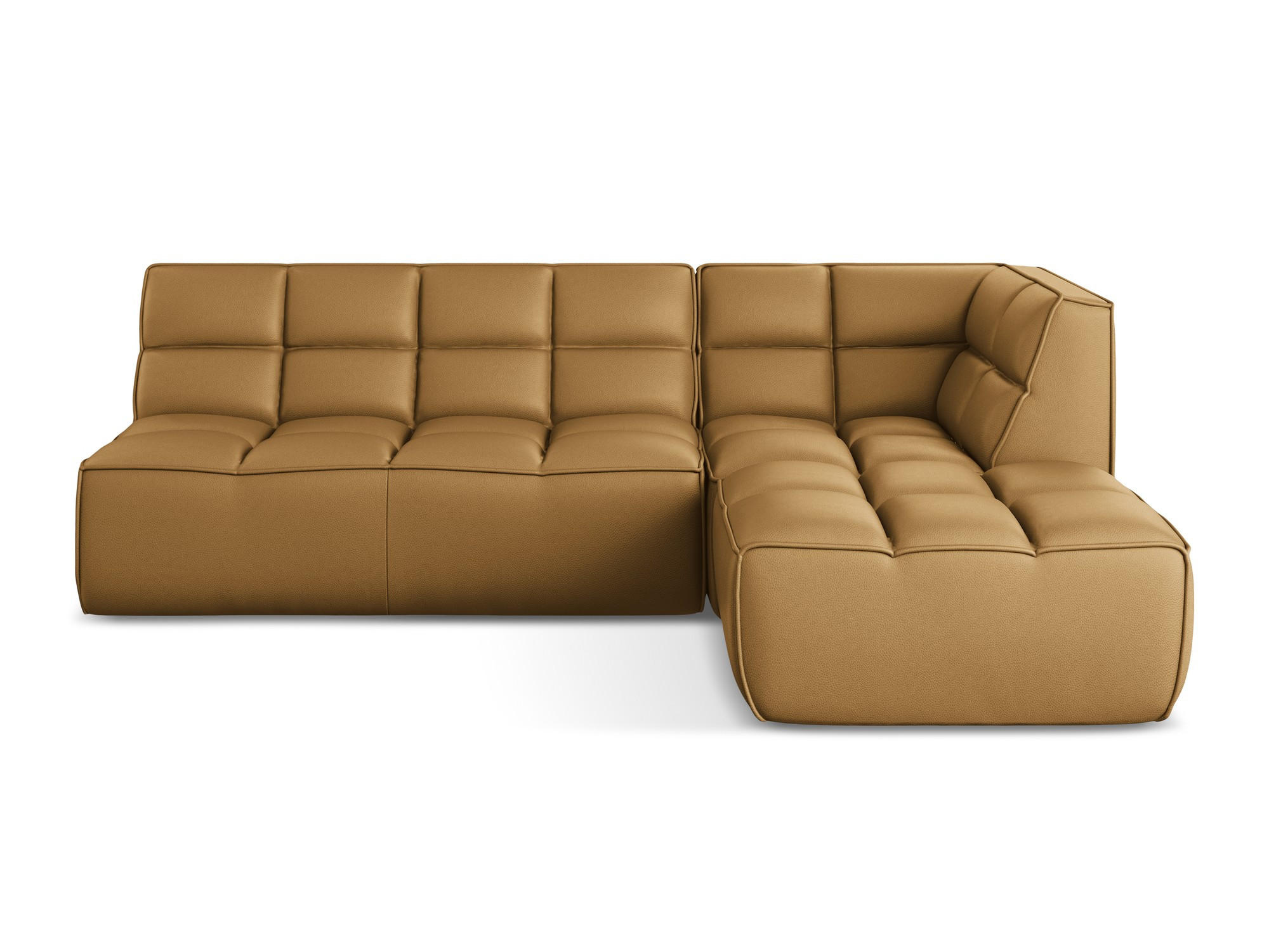 ECKSOFA Beidseitig Kunstleder Braun - Cognac/Schwarz, Leder/Kunststoff (258/178cm) - Makamii