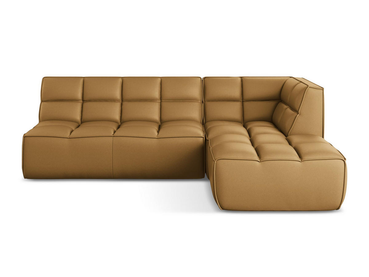 ECKSOFA Beidseitig Kunstleder Braun - Cognac/Schwarz, Leder/Kunststoff (258/178cm) - Makamii
