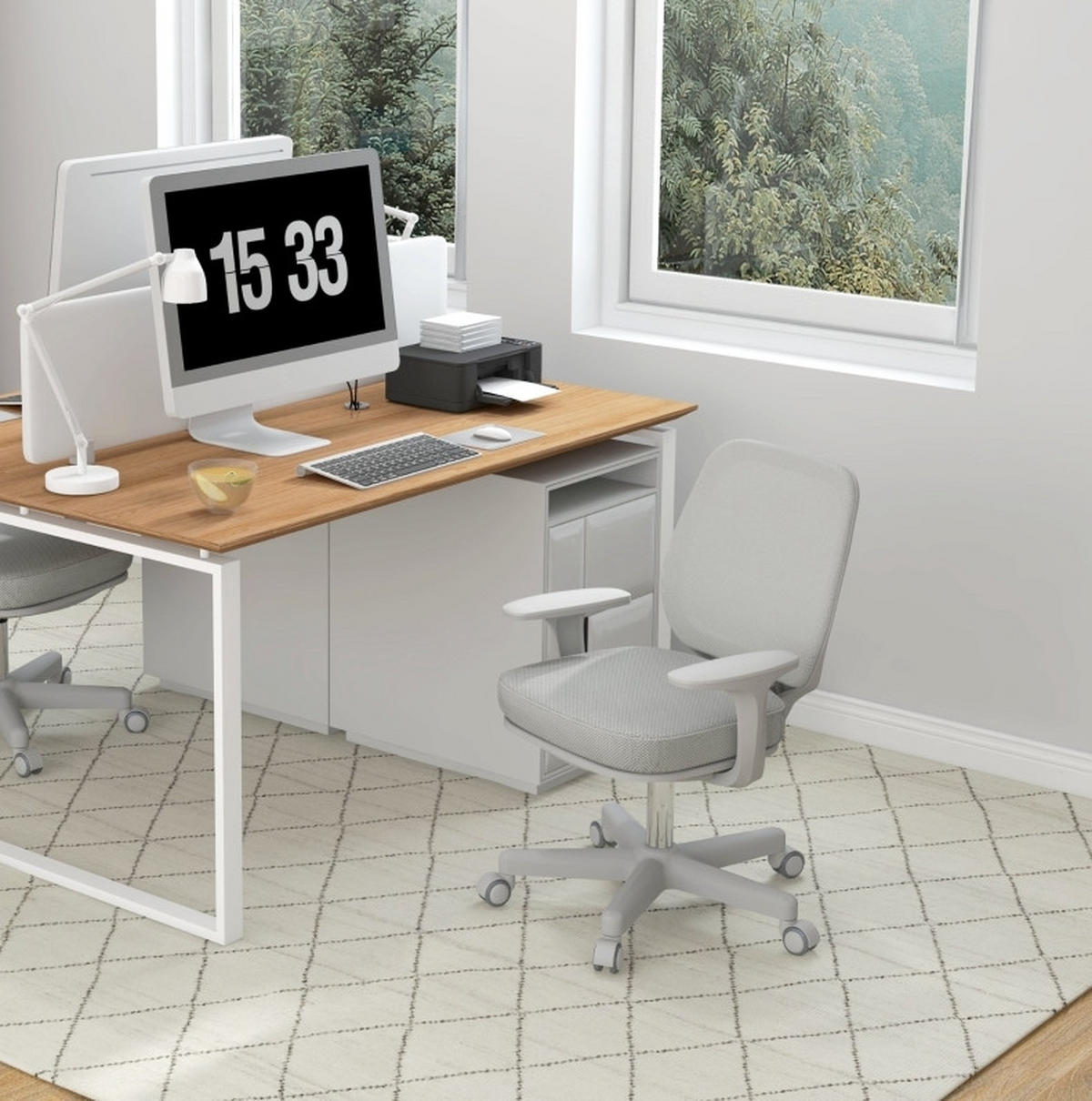 BÜROSTUHL ergonomisch höhenverstellbar 55 x 48 x 82,5-94,5 cm Grau - Grau, Kunststoff (48/94.5/55cm) - Meubliv