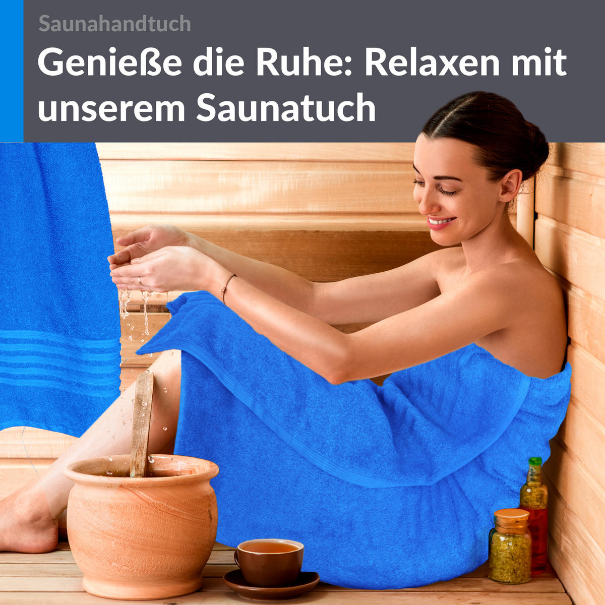 SAUNATUCH 80x200 cm 2er Set London Karibik Blau - Hellblau, Textil (80/200cm) - Lashuma