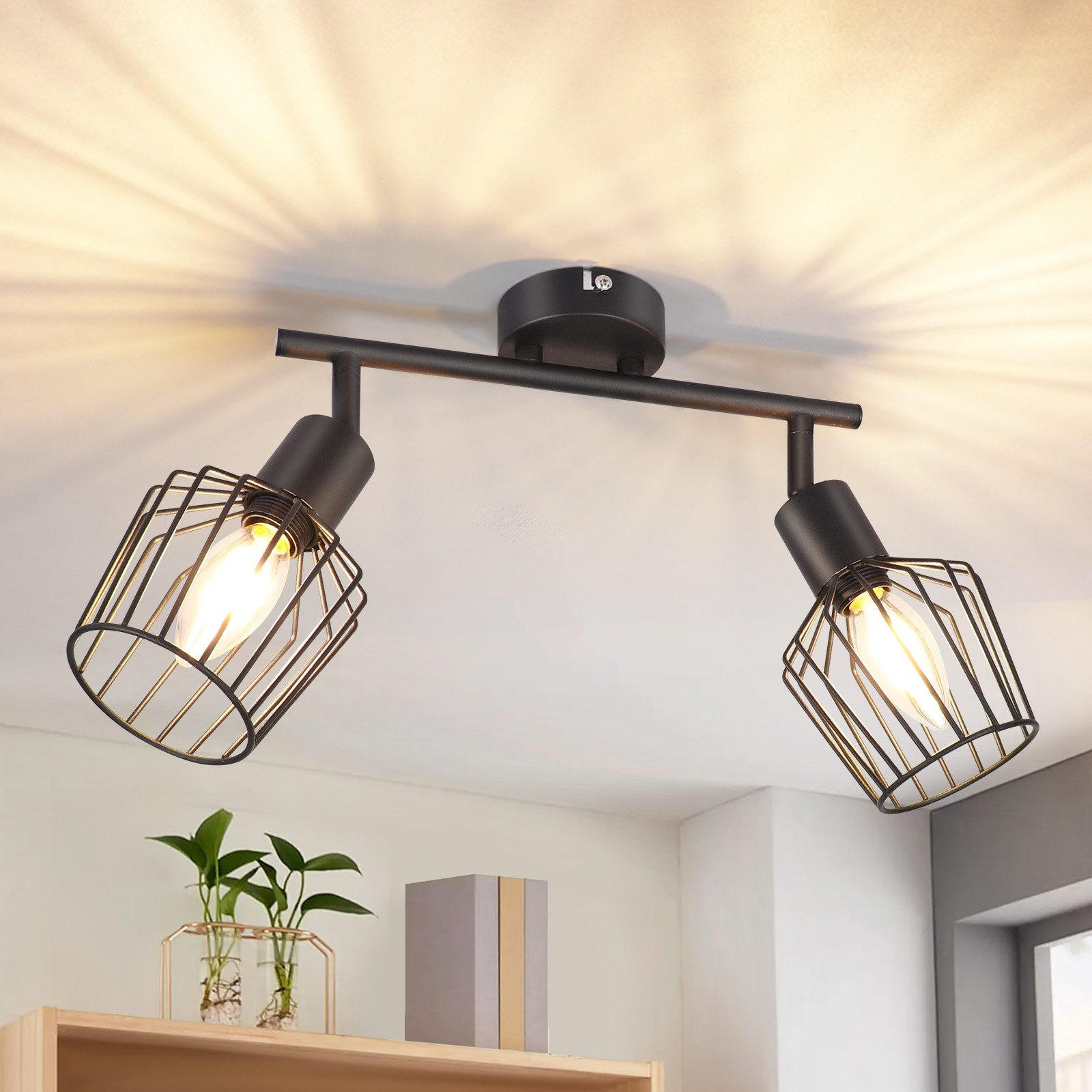 STRAHLER Franziska 2-flammig 32/8/10 cm - Schwarz, Metall (32/8/10cm) - Nettlife