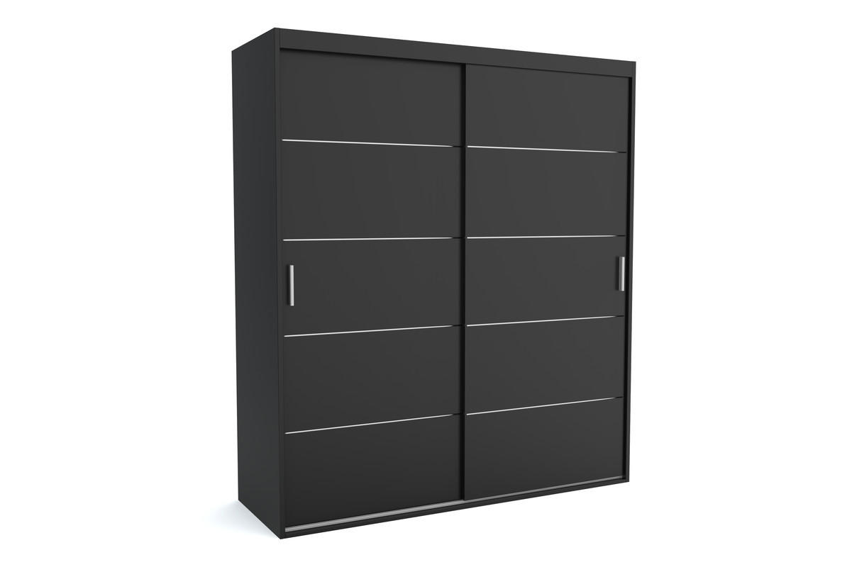 Furnlux Kleiderschrank Schwarz 110x205x60 cm