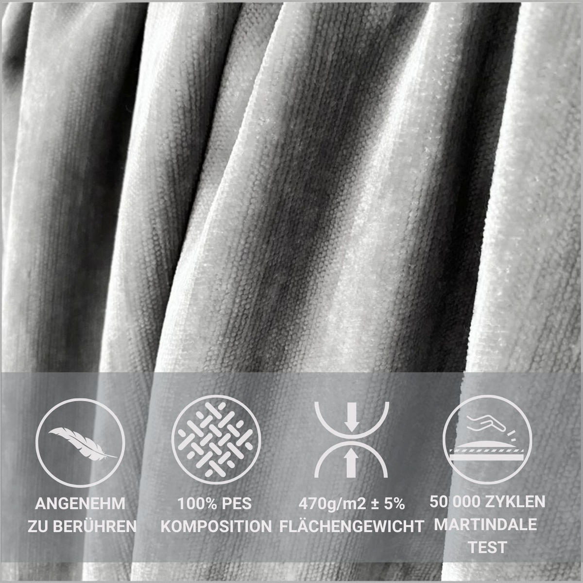ECKSOFA Zanzibar Hellgrau Chenille - Hellgrau/Schwarz, Holz/Holzwerkstoff (237/144cm) - Maison de Reve