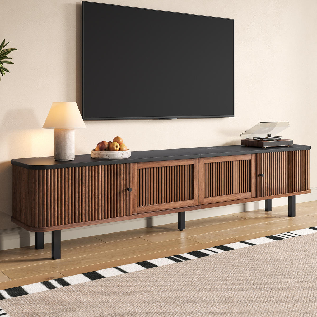 TV-SCHRANK Lowboard 190x35x45 cm Schiebetüren Design - Nussbaumfarben, Holz (190/45/35cm) - Fortuna Lai