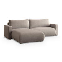 ECKSOFA TURIN P Beige Kordstoff mit Schlaffunktion - Beige, Holz (265/183cm) - MASSENO