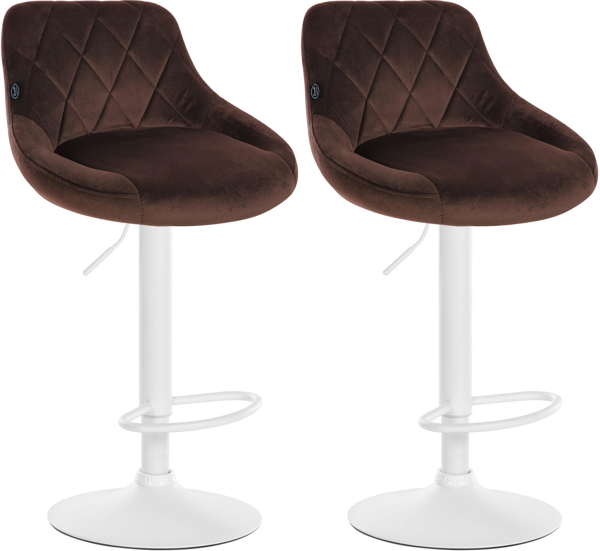 BARHOCKER 2er Set Samt braun - Weiß/Braun, Textil/Metall (46/83/49cm) - CLP