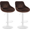 BARHOCKER 2er Set Samt braun - Weiß/Braun, Textil/Metall (46/83/49cm) - CLP