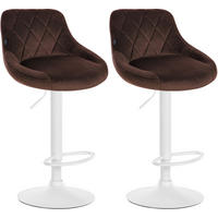 BARHOCKER 2er Set Samt braun - Weiß/Braun, Textil/Metall (46/83/49cm) - CLP