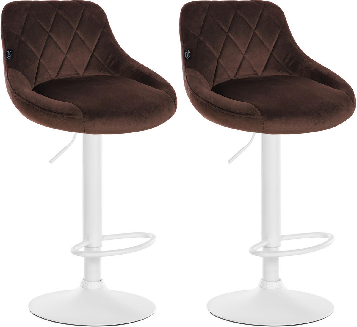 BARHOCKER 2er Set Samt braun - Weiß/Braun, Textil/Metall (46/83/49cm) - CLP