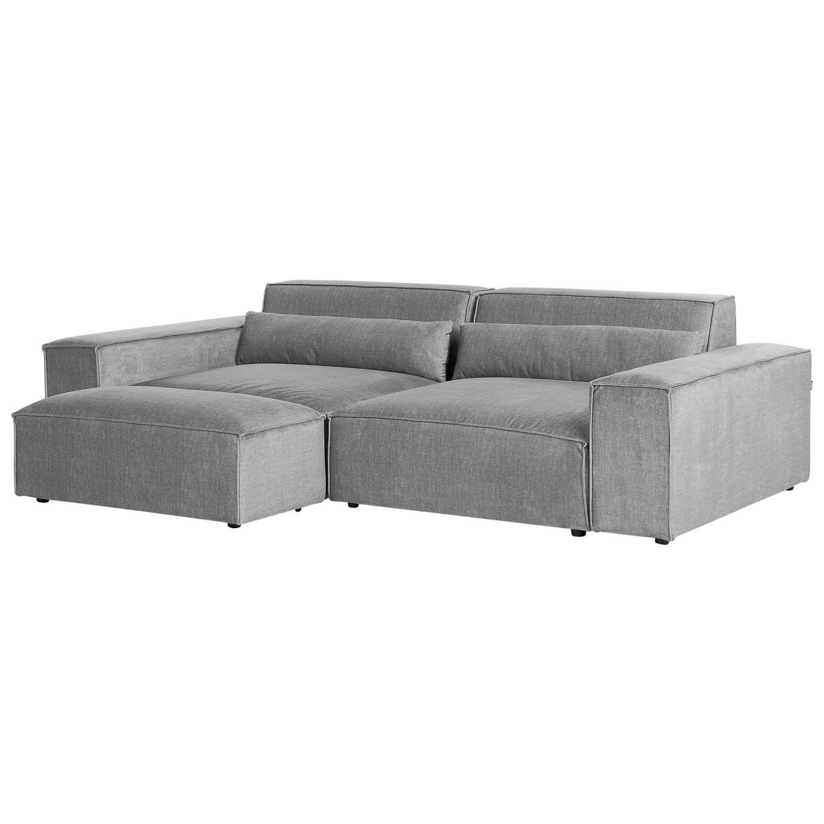 2-SITZER-SOFA grau mit Ottomane Hellnar - Grau, Textil (262/70/126cm) - Beliani