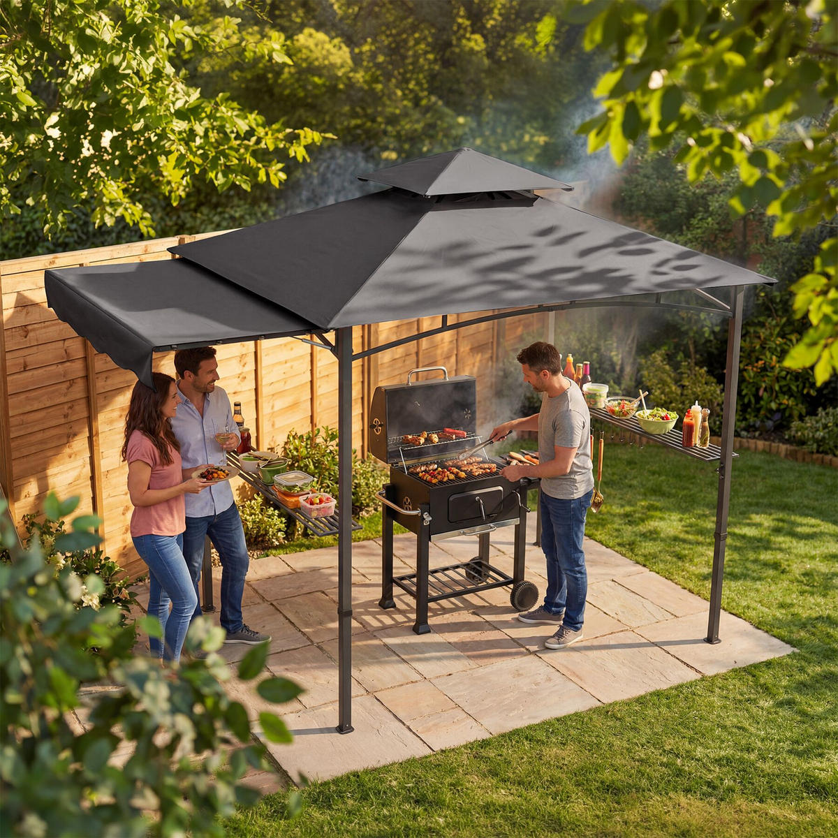 GRILLPAVILLON Maracaibo, 316 x 150 x 250 cm, anthrazit - Anthrazit, Kunststoff (150/250/316cm) - tectake