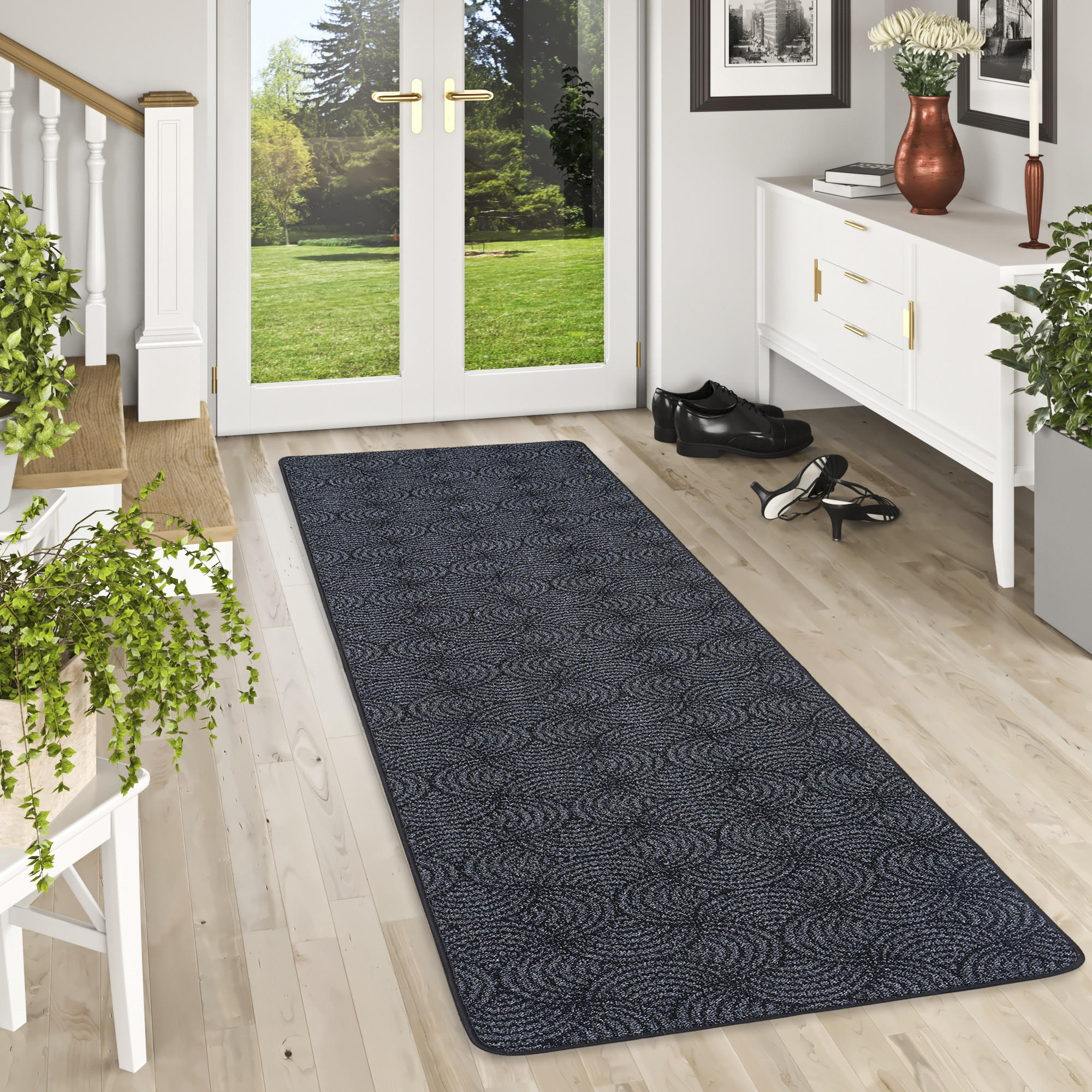 LÄUFER FEINSCHLINGE DESIGNER TEPPICH CIRCLE - Schwarz, Textil (80/400cm) - Snapstyle