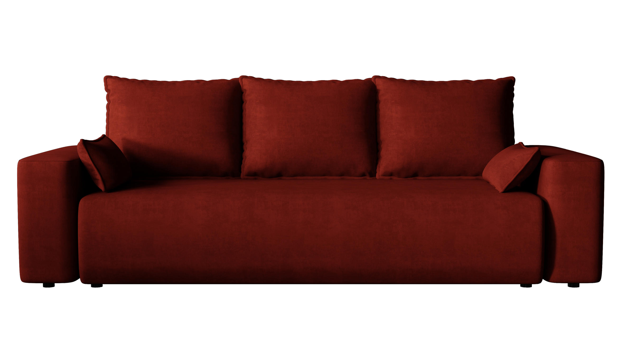 SOFA Bubi mit Bettkasten und Schlaffunktion, Velourstoff - Weinrot, Holzwerkstoff (242/85/95cm)