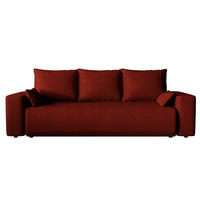 SOFA Bubi mit Bettkasten und Schlaffunktion, Velourstoff - Weinrot, Holzwerkstoff (242/85/95cm)