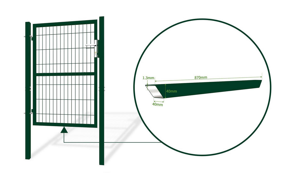 ZAUNTOR Razo grün 1m H.140cm Metall - Grün, Metall (106/146cm) - Casanoov