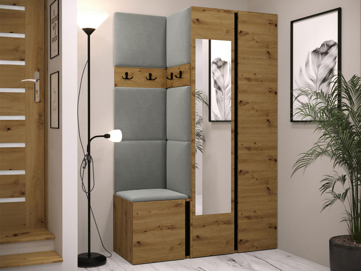 GARDEROBEN-SET Orion XXVI - Eiche Artisan/Grau, Holzwerkstoff/Kunststoff (116/186/46cm) - MIRJAN24