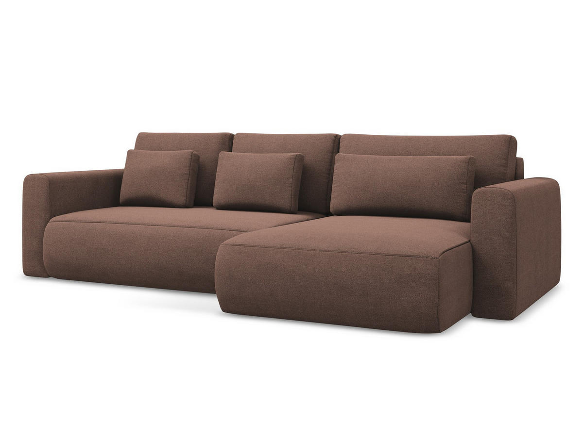 ECKSOFA mit Schlaffunktion Strukturstoff Stoff Pink - Pink/Hellrosa, Kunststoff/Textil (278/149cm) - Makamii
