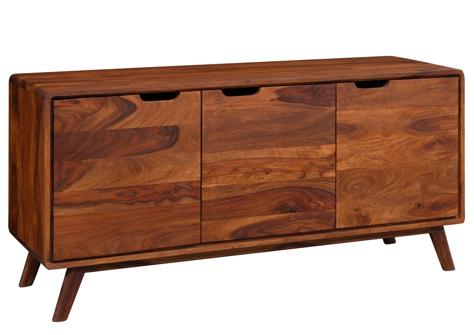 SIDEBOARD Sheesham 134x40x65 walnuss gewachst MALMÖ 2 #106 - Dunkelbraun, Holz (134/65/40cm) - Massivmoebel24