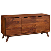 SIDEBOARD Sheesham 134x40x65 walnuss gewachst MALMÖ 2 #106 - Dunkelbraun, Holz (134/65/40cm) - Massivmoebel24