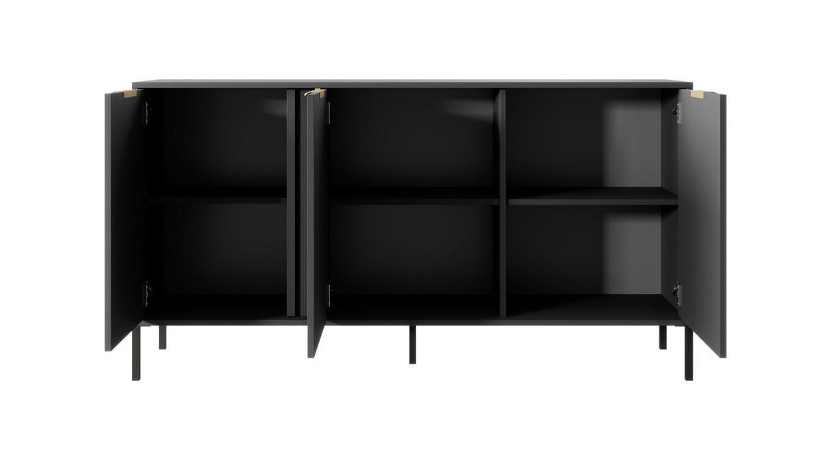 SIDEBOARD Valdi C 153 cm Anthrazit / Gold - mit 3 Türen - Anthrazit/Gelb, Holz/Holzwerkstoff (153/81/39cm) - Ravio