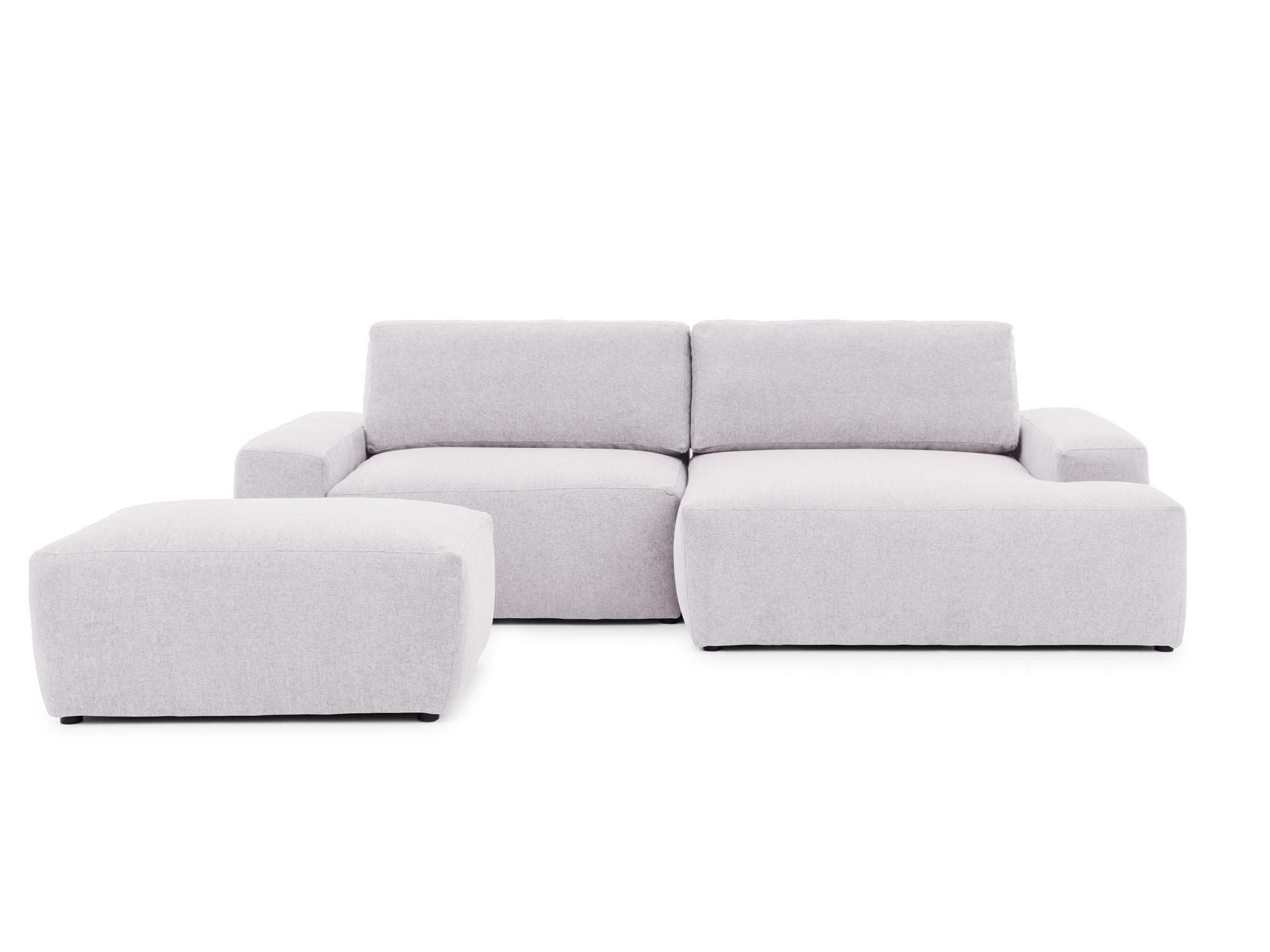 ECKSOFA inkl. Hocker Lennon aus Greige Strukturstoff mit Schlaffunktion und Bettkasten - Greige/Schwarz, Holz/Kunststoff (264/137cm) - S-Style
