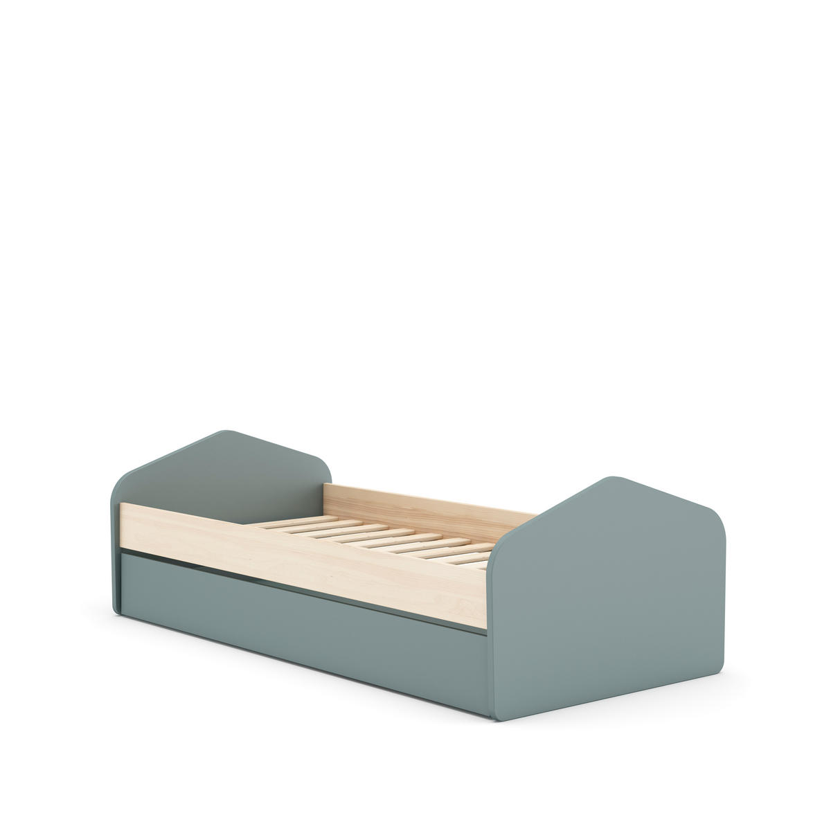BETT 90x200 cm mit Schublade Bett 90x190 cm - LÉONIE - Grün, Holz (190/90cm) - Calicosy